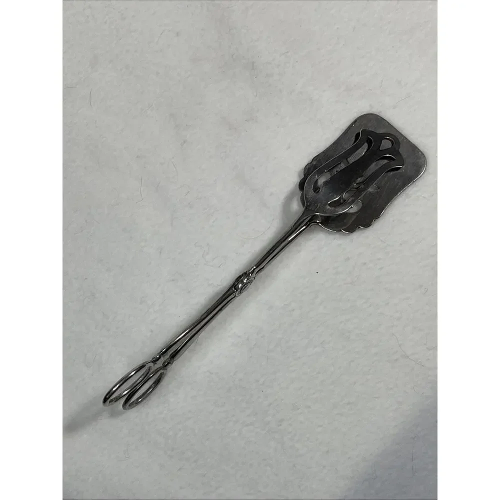 Vintage Leonard Silver Plated Serving Tongs Made In Italy